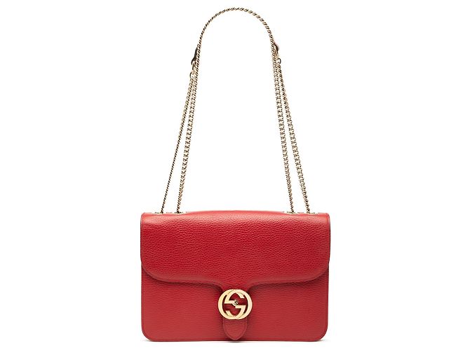 Gucci Rot Medium Dollar Kalbsleder Umhängetasche Interlocking G