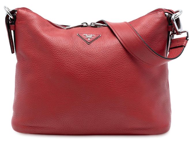 Prada Red Vitello Daino Shoulder Bag