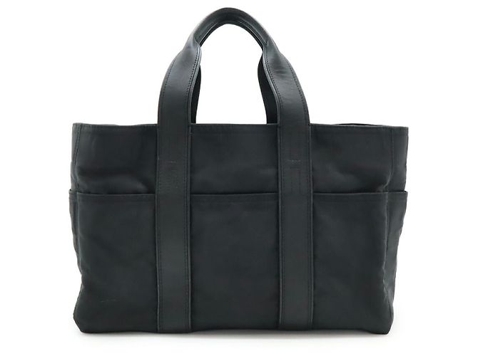 Bolsa tote Acapulco MM em nylon e couro da Hermès Preto