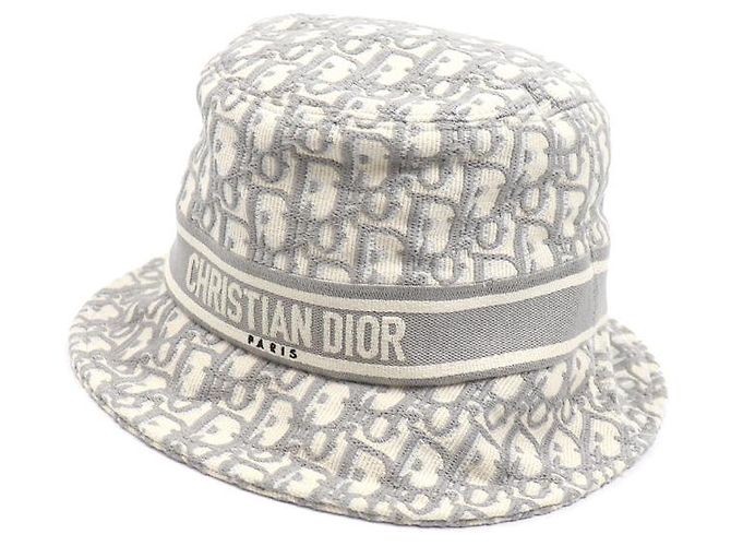 Christian Dior Sombrero bucket de algodón Dior Trotter Oblique Blanco