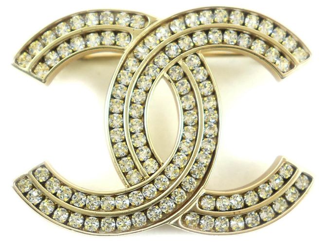 Chanel COCO Mark Brosche Golden Metallisch