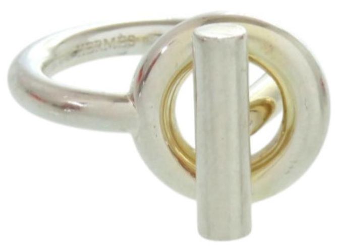 Hermès Hermes Echappé Silver 925 Band Ring Size 54 Silvery Golden 