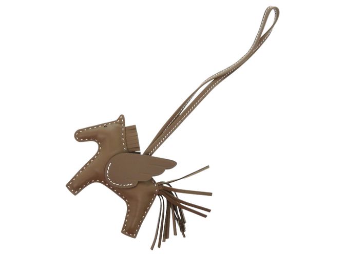 Porte-clés Hermès Rodeo PM Pegasus Marron Blanc Taupe