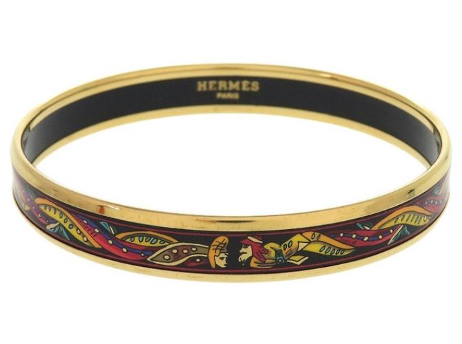 Pulseira PM de esmalte preto e dourado Hermès