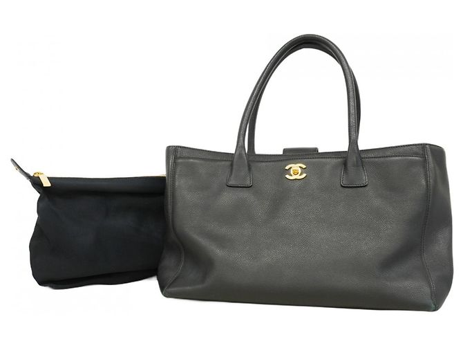 Chanel Executive Leder Tote Tasche Schwarz