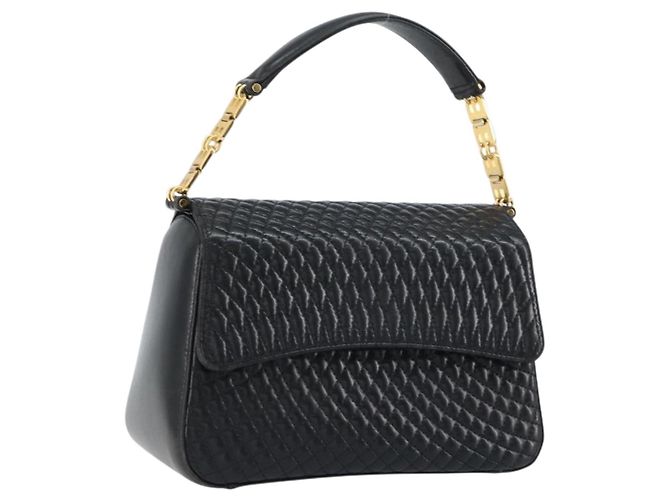 BALLY Sac à main en cuir noir et or Auth 161359 Doré