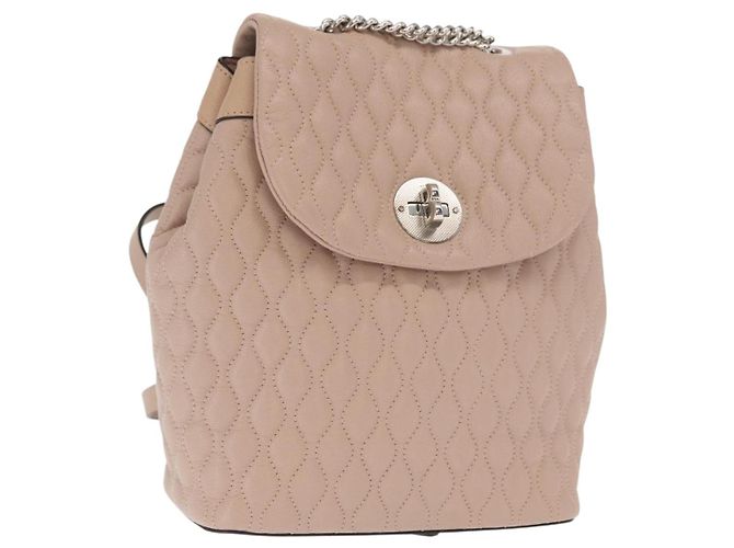 BALLY Backpack Leather Pink Silver Auth 159289 Silvery