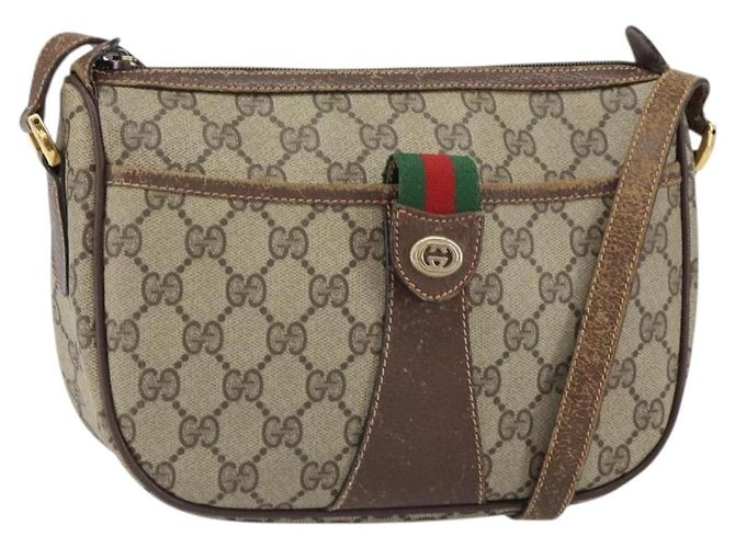 Gucci Borsa GG Supreme Web Sherry Line in PVC beige e oro 89 02 032 Auth 161109 D'oro
