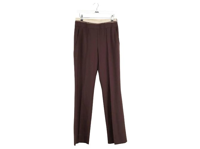 Helmut Lang Calças de lã stretch castanho Marrom