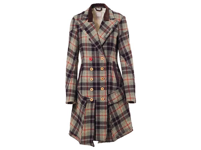 Autre Marque Marithé & François Girbaud Women’s Double-Breasted Plaid Coat Red