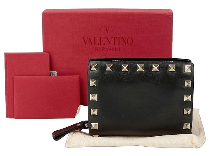 Valentino Rockstud Geldbörse im Querformat Schwarz 