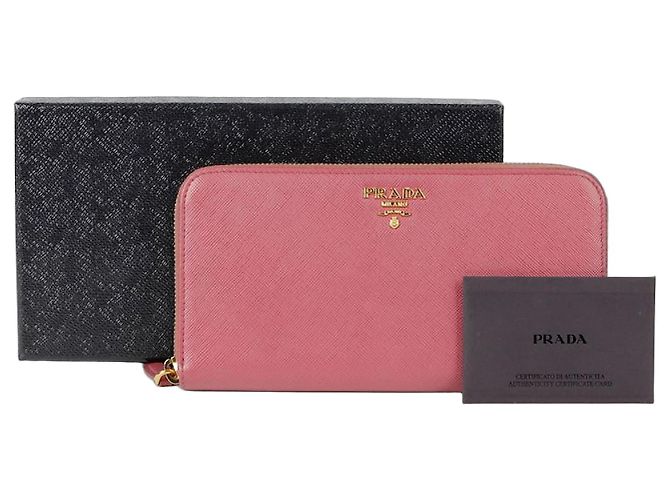 Saffiano Prada Round Wallet Pink