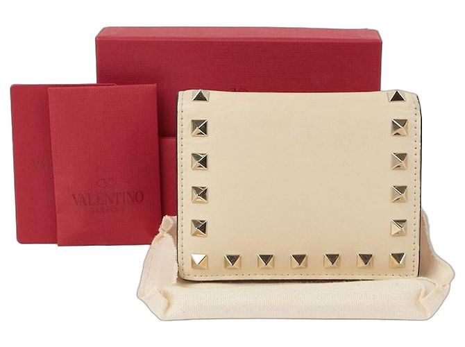 Valentino Rockstud Bi-fold Wallet White