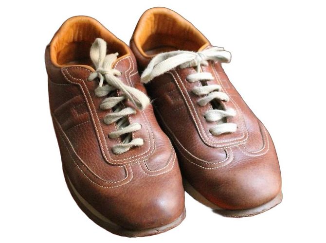 Sneakers Hermès Trail in pelle marrone
