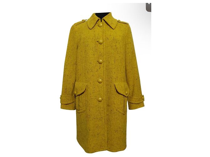 Cappotto Moschino in lana giallo e multicolore