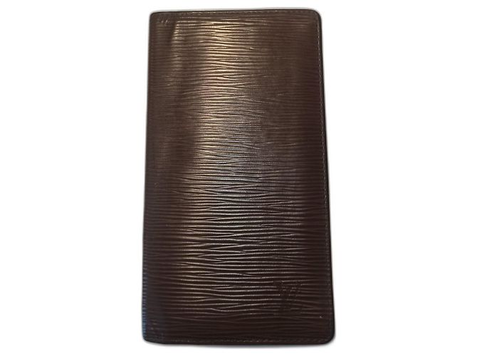 Exclusive Louis Vuitton Epi Long Bifold Card Holder Brazza Brown Dark brown