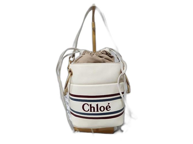 Chloé Bolsa de mão e ombro em couro Chloe com cordão 2 em 1 Creme/Bege Cru