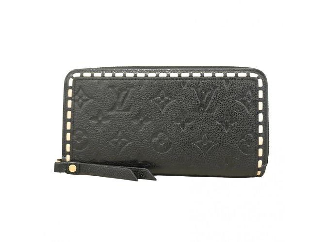 Louis Vuitton Monogram Empreinte Zippy Wallet Black Beige