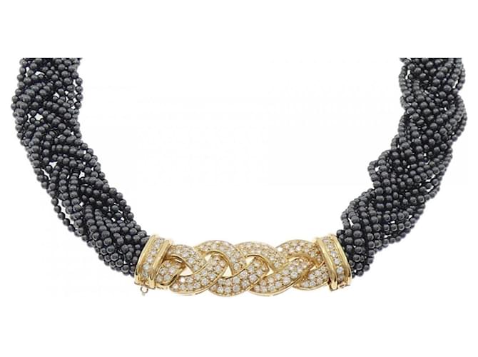 Van Cleef & Arpels Diamond Necklace Black Silvery Golden 