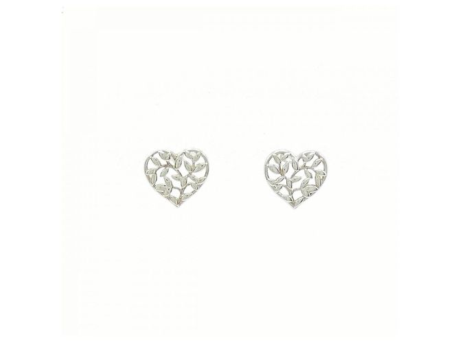 Tiffany & Co Brincos em forma de coração com folhas de oliveira Tiffany