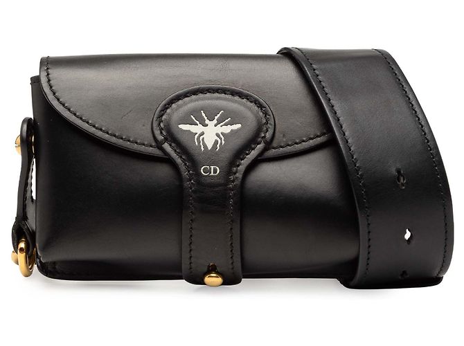 Dior Black Mini Leather D Bee Saddle Bag