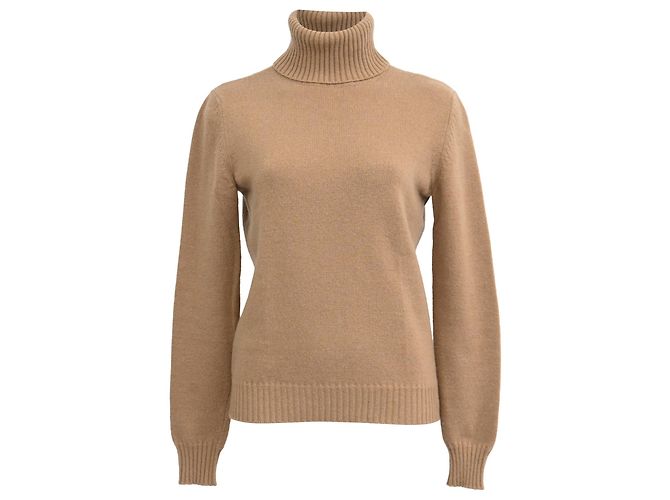 Max Mara Strickpullover mit Rollkragen aus brauner Wolle Rot 