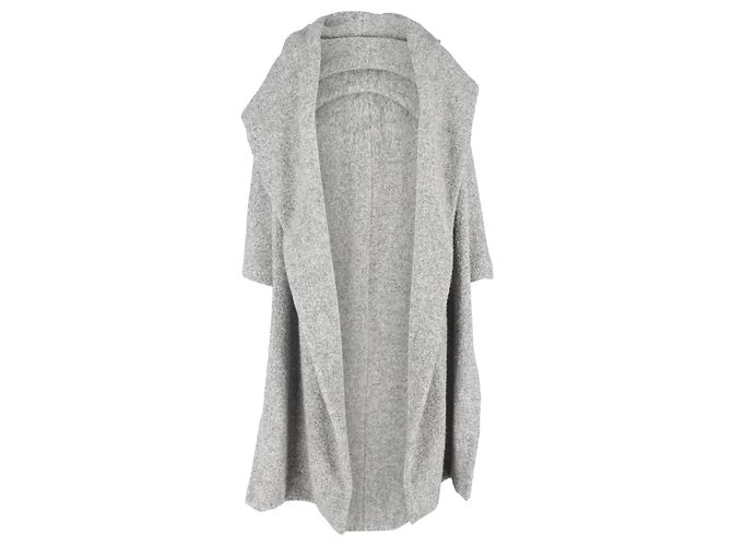 Cappotto lungo aperto Max Mara in lana grigia Grigio