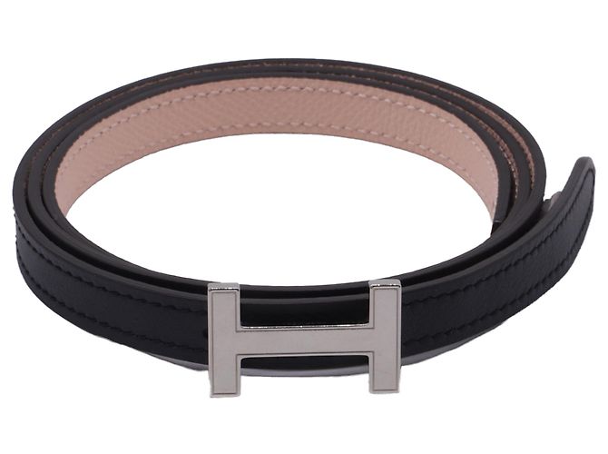 Cinto reversível Hermès Mini Constance em couro de bezerro preto