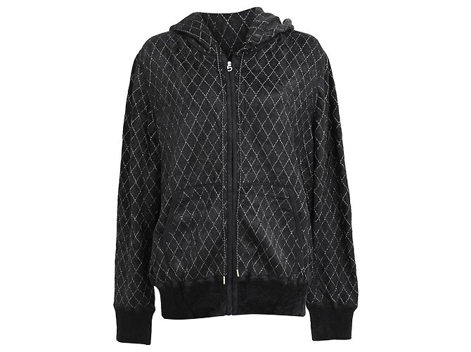 Chanel Kapuzenpullover aus schwarzer Viskose mit Steppmuster