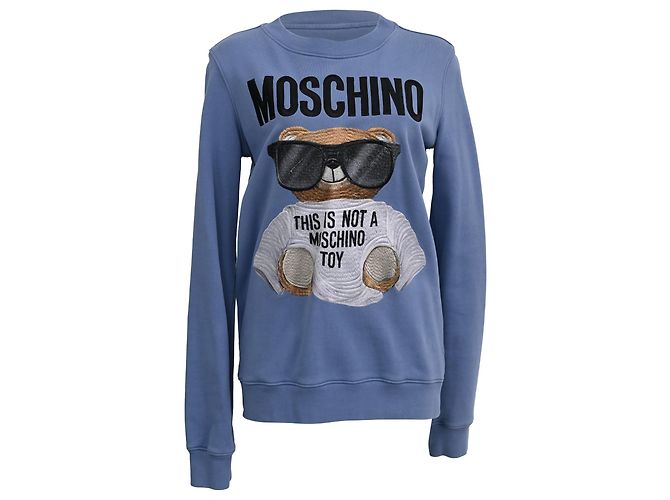Moschino Couture Pullover aus hellblauer Baumwolle 