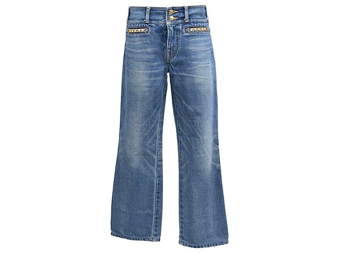 Edge Céline Celine Bootcut-Jeans aus hellblauem Denim