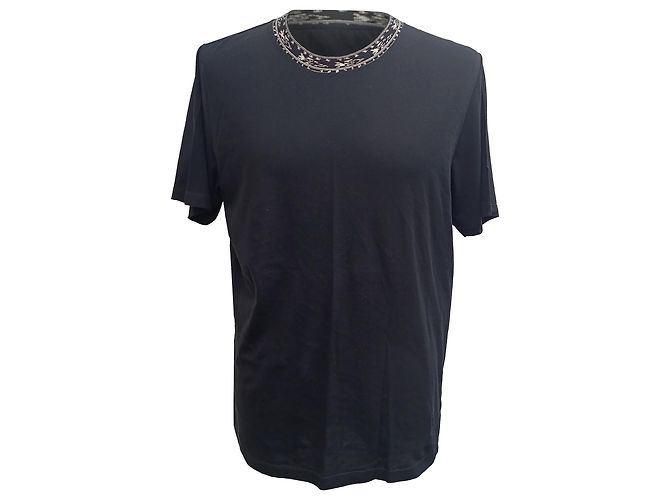 Camiseta de cuello de punto estampada Saint Laurent en algodón negro