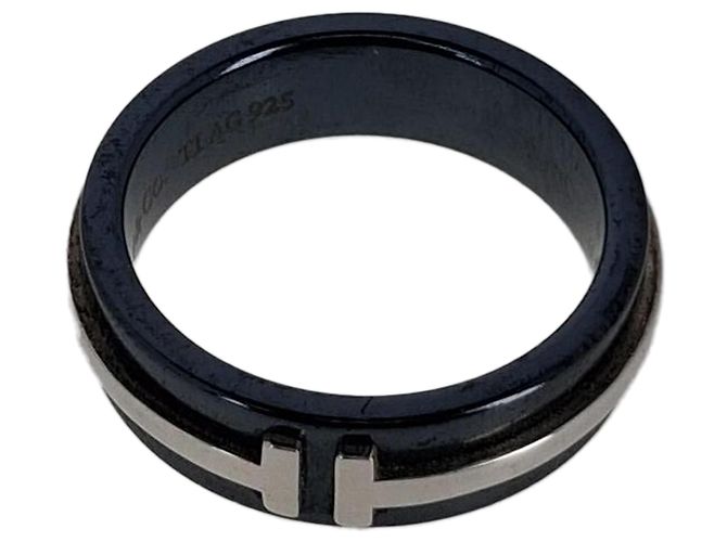 Anello Larghezza T Tiffany & Co in Metallo Nero