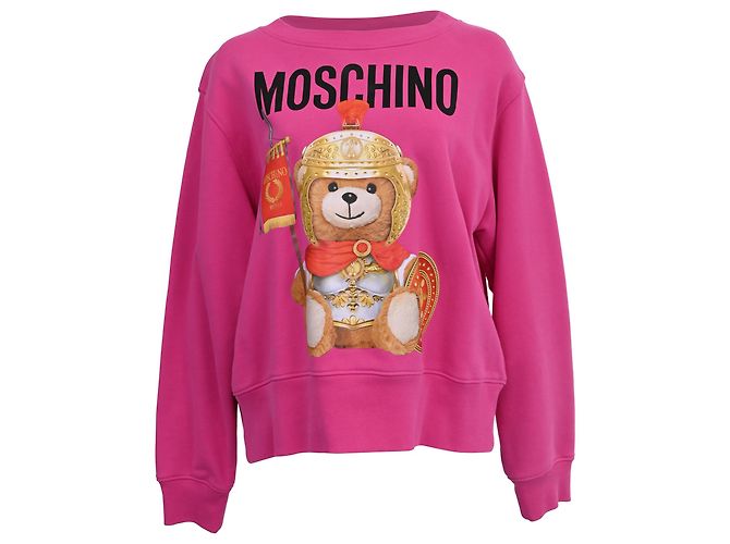 Oversized Sweatshirt aus rosa Baumwolle mit Moschino Couture Teddybär Pink