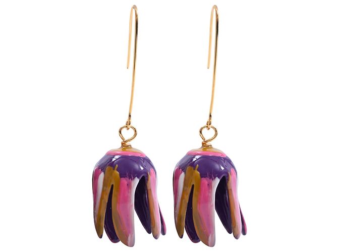 Boucles d'oreilles en forme de tulipe Marni en laiton multicolore