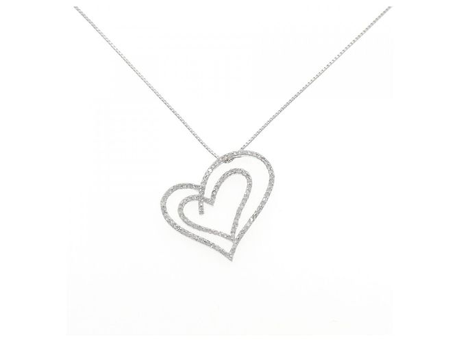 Autre Marque Collar de diamantes de oro blanco K14 Plata