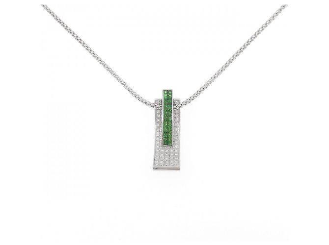 Autre Marque Colar de diamante e granada 750WG Verde
