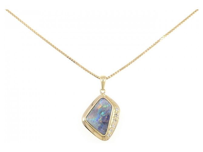 Autre Marque Au750 Halskette Boulder-Opal Diamant Golden