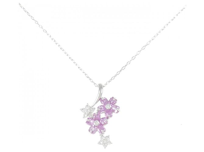 Autre Marque Au750 Saphir-Diamant-Halskette Silber