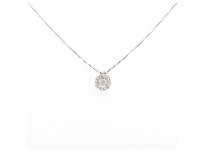 Autre Marque Diamant-Halskette Pt900 Pt850 Silber