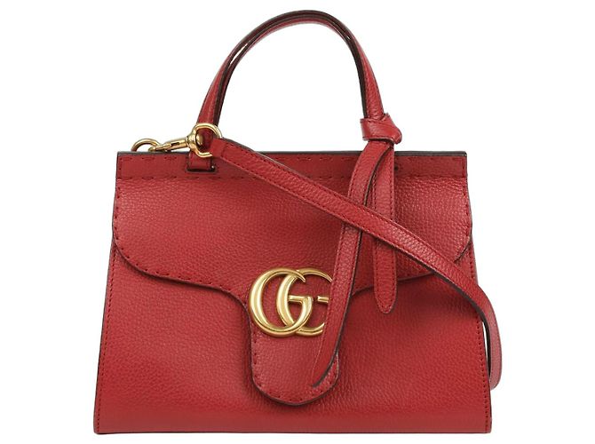 Gucci GG Marmont Mini Top Handle and Shoulder Bag Red