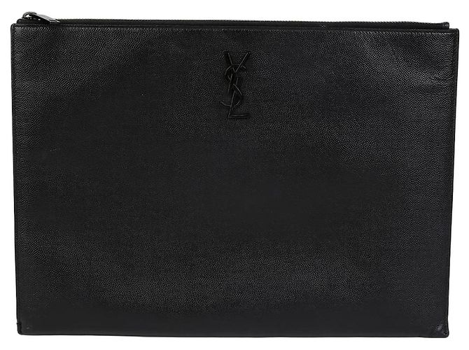 Saint Laurent Große Monogramm-Clutch Schwarz