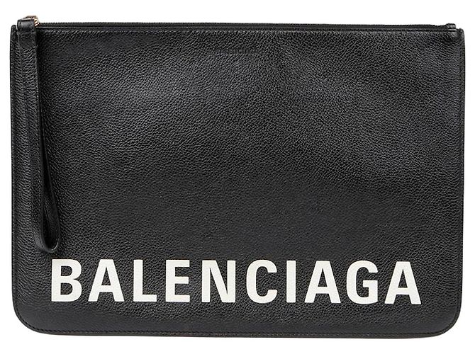 Balenciaga Clutch com alça de logo Preto