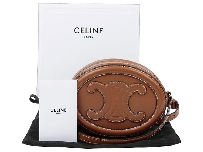 Céline Triope Oval Pulse Schultertasche Braun 