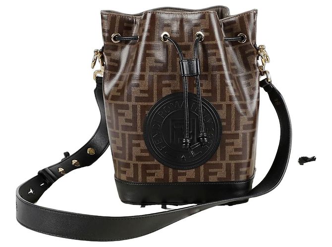 Fendi Borsa a tracolla a secchiello Montrezo Small Marrone