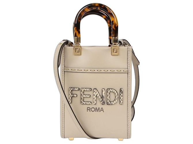 Fendi Sunshine Mini Tote Shoulder Bag Brown