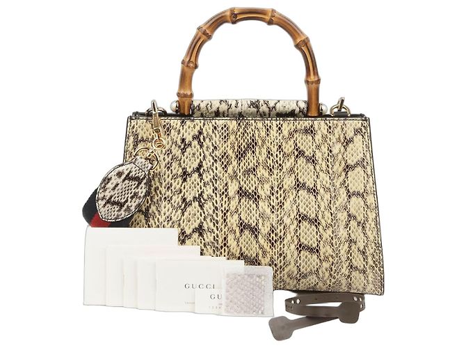 Gucci Nympheas Bamboo Tote and Shoulder Bag White
