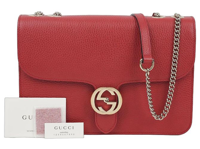Gucci Interlocking Medium Chain Shoulder Bag Red