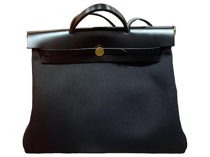 Hermès ZIP Tela Nera Oro Erbag Nero