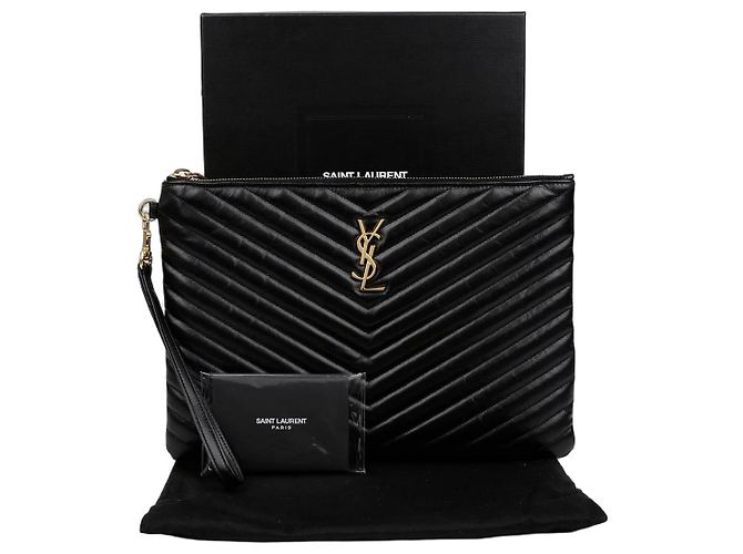 Saint Laurent Monogramm-Tablet-Tasche Schwarz